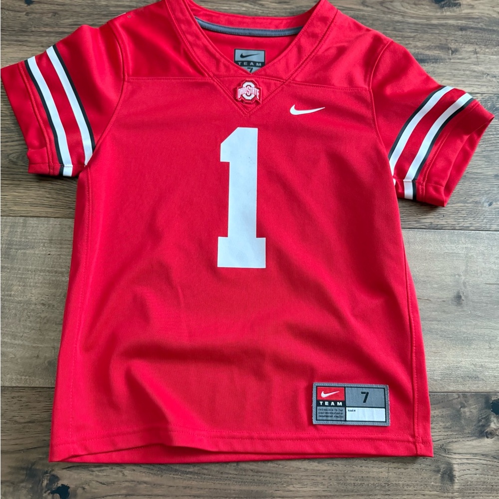 Nike Kids Red Team Jersey, Justin Fields #1, like new.